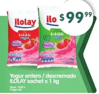 Supermercados Buenos Días Ilolay Yogur entero/descremado sachet x 1kg oferta