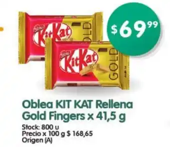 Supermercados Buenos Días Kit Kat Oblea Rellena Gold Finger x 41,5g oferta