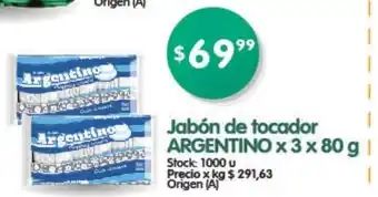 Supermercados Buenos Días Argentino Jabón de tocador x 3 x 80g oferta
