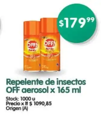 Supermercados Buenos Días OFF Repelente de insectos aerosol x 165ml oferta