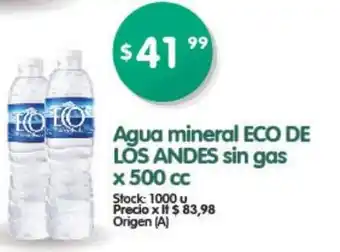 Supermercados Buenos Días Eco de Los Andes Agua mineral sin gas x 500cc oferta
