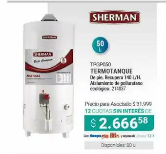 Cooperativa Obrera Sherman Tpgp050 Termotanque De Pie oferta