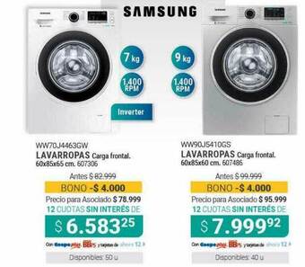 Cooperativa Obrera Lavarropas Carga Frontal Samsung oferta