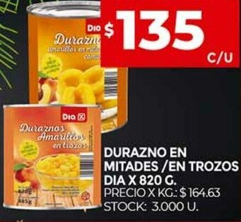 Supermercados DIA Durazno En Mitades/ En Trozos Dia x 820 g. oferta