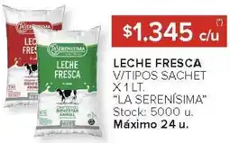 Carrefour La serenisima leche fresca v/tipos sachet oferta