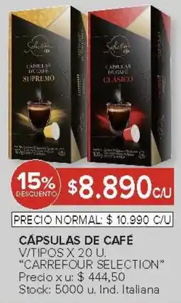 Carrefour Carrefour selection cápsulas de café v/tipos oferta