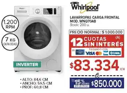 Carrefour Whirlpool lavarropas carga frontal oferta