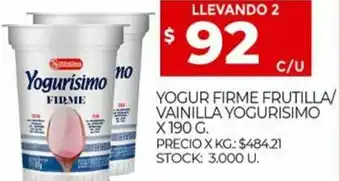 Supermercados DIA Yogur Firme Frutilla/Vainilla Yogurisimo x 190 g. oferta