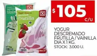 Supermercados DIA Yogur Descremado Frutilla/Vainilla Tregar x 1 kg. oferta