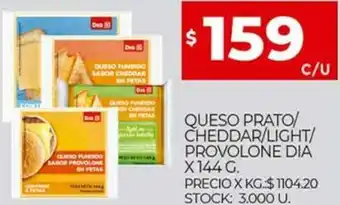 Supermercados DIA Queso Prato/Cheddar/Light/Provolone dia x 144 g. oferta