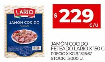 Supermercados DIA Jamón Cocido Feteado Lario x 150 g oferta
