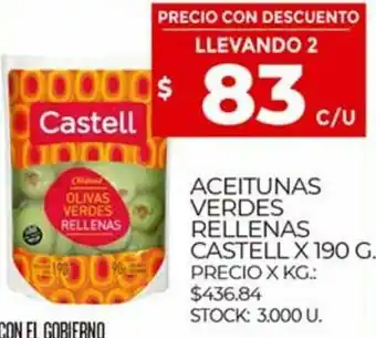 Supermercados DIA Aceitunas Verdes Rellenas Castell x 190 g. oferta