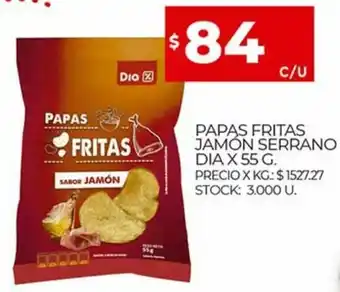 Supermercados DIA Papas Fritas Jamón Serrano Dia x 55 g. oferta