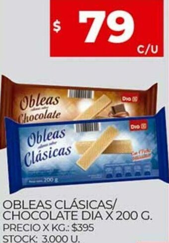 Supermercados DIA Obleas Clásicas/Chocolate Dia x 200 g. oferta
