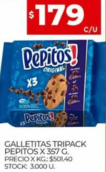 Supermercados DIA Galletitas Tripack Pepitos x 357 G. oferta