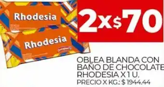 Supermercados DIA Oblea Blanda Con Baño de Chocolate Rhodesia x 1 U. 2x oferta