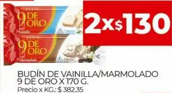 Supermercados DIA Budín de Vainilla/Marmolado 9 de Oro x 170 g. 2x oferta
