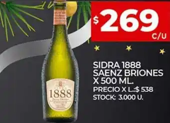 Supermercados DIA Sidra 1888 Saenz Briones x 500 Ml. oferta