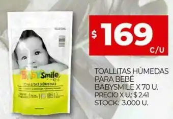 Supermercados DIA Toallitas Húmedas Para Bebé Babysmile x 70 u. oferta