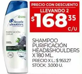 Supermercados DIA Shampoo Purificación Head&Shoulders x 180 ml. oferta