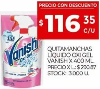 Supermercados DIA Quitamanchas Liquido Oxi Gel Vanish x 400 ml oferta