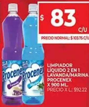 Supermercados DIA Limpiador Liquido 2 en 1 Lavanda/Marina Procenex x 900 ml. oferta