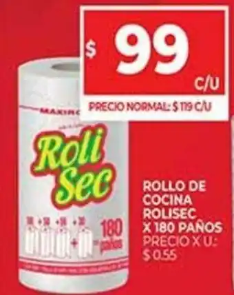 Supermercados DIA Rollo de Cocina Rolisec x 180 Paños oferta