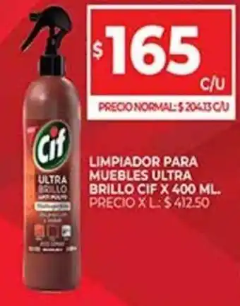 Supermercados DIA Limpiador Para Muebles Ultra Brillo Cif x 400 ml. oferta