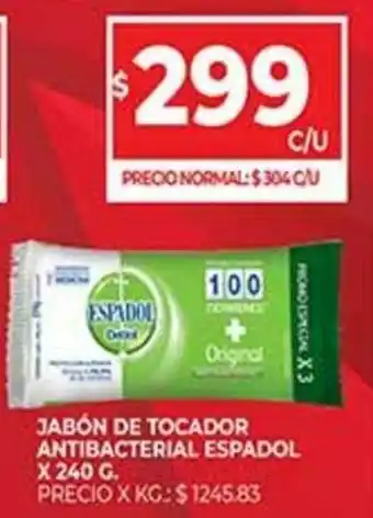 Supermercados DIA Jabón de Tocador Antibacterial Espadol x 240 g. oferta