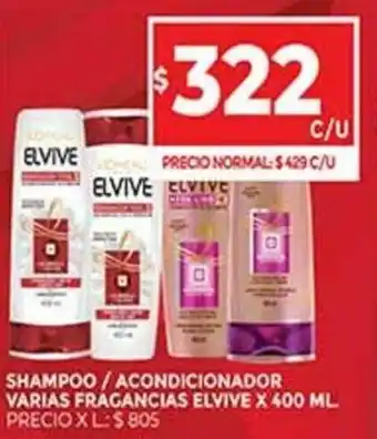 Supermercados DIA Shampoo/ Acondicionador Varias Fragancias Elvive x 400 ml oferta