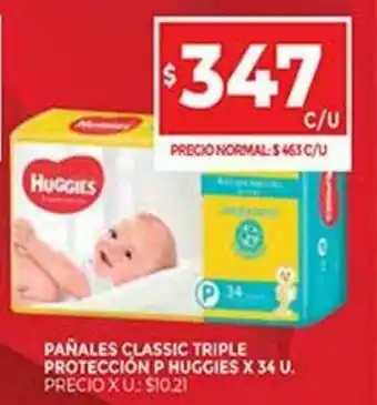 Supermercados DIA Pañales Classic Triple Protección P Huggies x 34 U. oferta