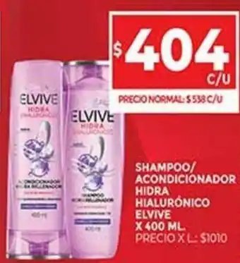 Supermercados DIA Shampoo/Acondicionador Hidra Hialurónico Elvive x 400 Ml. oferta