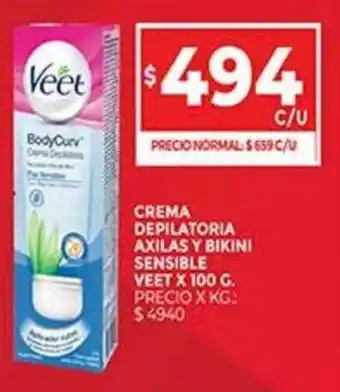 Supermercados DIA Crema Depilatoria Axilas Y. Bikini Sensible Veet x 100 G. oferta