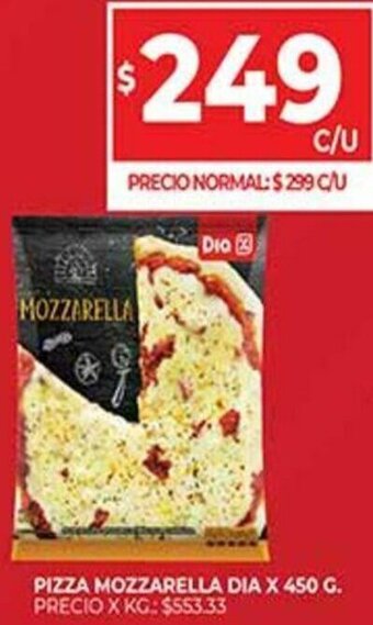 Supermercados DIA Pizza Mozzarella Dia x 450 G. oferta
