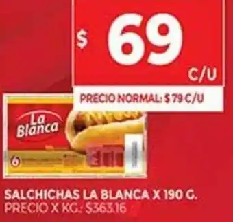 Supermercados DIA Salchichas La Blanca x 190 g. oferta