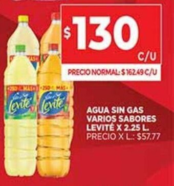 Supermercados DIA Agua Sin Gas Varios Sabores Levité x 2.25 L. oferta