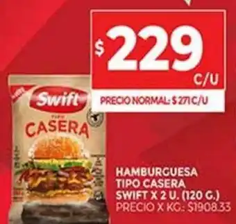 Supermercados DIA Hamburguesa Tipo Casera Swift x 2 u. (120 g) oferta