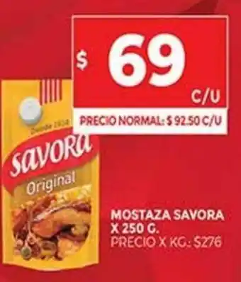 Supermercados DIA Mostaza Savora x 250 g. oferta
