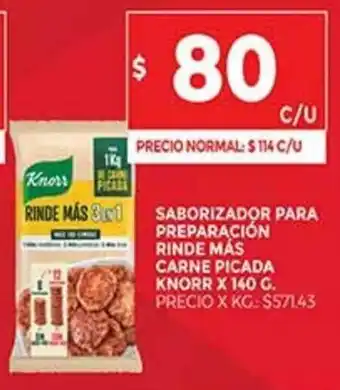 Supermercados DIA Saborizador Para Preparación Rinde Más Carne Picada Knorr x 140 G. oferta