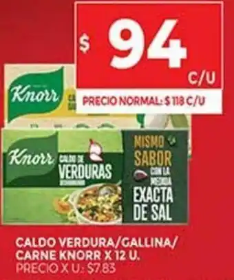 Supermercados DIA Caldo Verdura/Gallina/Carne Knorr x 12 U. oferta