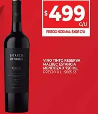 Supermercados DIA Vino Tinto Reserva Malbec Estancia Mendoza x 750 Ml. oferta