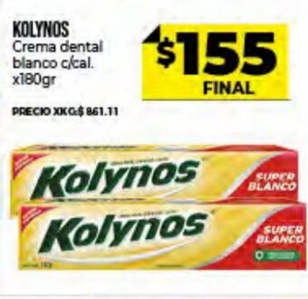 Supermayorista Vital Kolynos Crema dental blanco c/cal x 180gr oferta