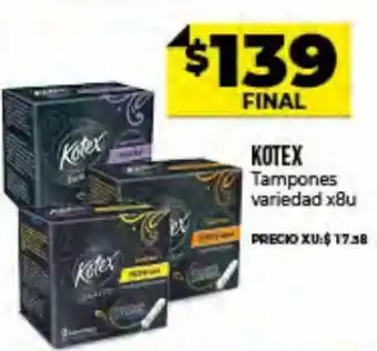 Supermayorista Vital Kotex Tampones variedad x 8u oferta