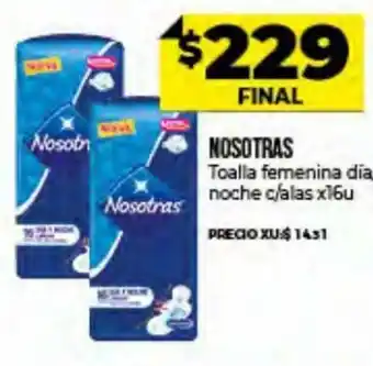Supermayorista Vital Nosotras Toalla femenina dia noche c/alas x 16u oferta