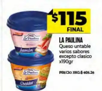 Supermayorista Vital La Paulina Queso untable varios sabores excepto clasico x 190gr oferta