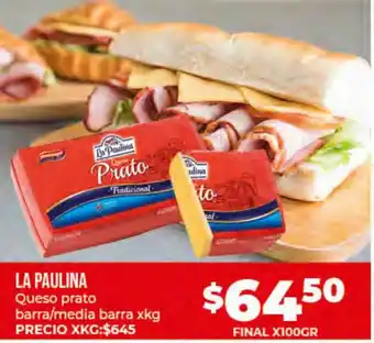 Supermayorista Vital La Paulina Queso prato barra/media barra x kg oferta