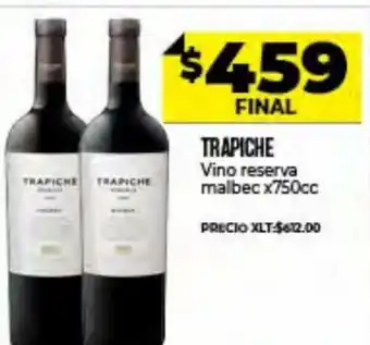 Supermayorista Vital Trapiche Vino reserva malbec x 750cc oferta