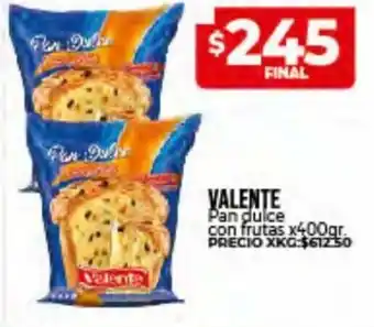 Supermayorista Vital Valente Pan dulce con frutas x 400gr oferta