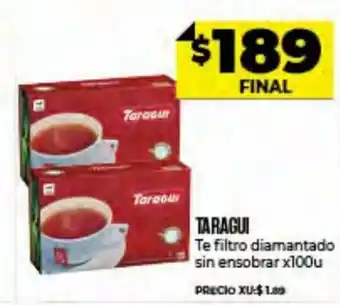 Supermayorista Vital Taragui Te filtro diamantado sin ensobrar x 100u oferta