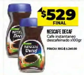 Supermayorista Vital Nescafe Decaf Cafe instantaneo descafeinado x 100gr oferta